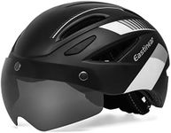 EASTINEAR Adults Bike Helmet Magnetic Goggle Cycling Helmet with USB Rechargeable Taillight for Men Women Mountain & Road Bicycle Helmet Magnetic Shield Size M/L (Black White)