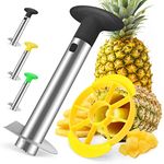 CUNSENR Premium Pineapple Corer and Slicer Tool - Pineapple Cutter with Sharp Serrated Tips - Easy to Use & Clean - Stainless Steel Core Remover for Pineapple - Slice and Core Fruits with Ease(Black)