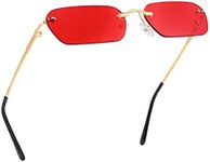 FEISEDY Retro Small Narrow Rimless Sunglasses Clear Eyewear Vintage Rectangle Sunglasses for Women Men B2643