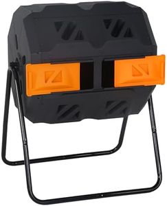 FDW Outdoor Compost Bin,43 Gallon Dual Chamber Tumbling Composting Bin with Sliding Doors Compost Tumbler for Garden Patio Kitchen Yard,Orange Door