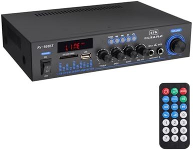 LiNKFOR Amplificador de Audio Bluetooth 5.0 Amplificador Estéreo de Audio 2.0 Canales 50W + 50W con 2 Entradas RCA Radio FM MP3 USB SD Control Remoto Ajuste de Reverberación para Hogar Karaoke Bar