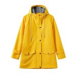 Women's Water proof Jacket Lightweight Breathable Raincoat Adjustable Packable Long Rain Jacket Ladies Outdoor Running Windproof Lightweight Raincoat Hooded Packable Rain Jacket Zip Up (Yellow-d, XXL)