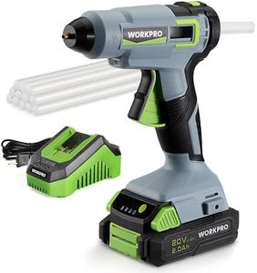 WORKPRO 20V Cordless Hot Melt Glue Gun Kit, 2.0 Ah Li-ion Battery Powered Rechargeable Full Size Hot Glue Gun, 45S Fast Preheating, Heavy Duty Wireless Glue Gun with 12 Pcs Glue Sticks for DIY & Craft