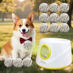 Automatic Dog Ball Launcher for Dogs, 20-46ft Adjustable Distance Ball Thrower, 6000mAh Rechargeable Interactive Dog Ball Launcher with 12 Etpu 2.3in Balls for Small & Medium Dogs (Yellow)