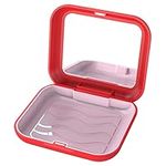 ARGOMAX Aligner and Retainer Case, 1 Piece Braces Box with Mirror, Extended Orthodontic Box (Red housing + Pink Silicone).