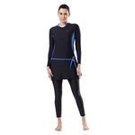 Speedo Women's Endurance Two Piece Full Body Suit Swimwear - True Navy & Bondi Blue