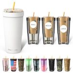 Frostbuddy | To Go Buddy - 30 oz Stainless Steel Vacuum Insulated Tumbler Cup - thermal cups for hot and cold drinks - stainless steel Tumbler Dunkin Cup (White)