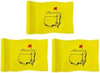 CoGolfing Augusta National Golf Flag Mini, 8x6 Inch, Double-Sided Silk-Screened, Fade-Resistant 420D Nylon, Ideal for Backyard Practice Putting Green, Yellow, 3-Pack