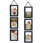 4x6 Collage Picture Frames Black, 3 Openings Vertical Hanging Photo Frame Set Display 4 by 6 inch Pictures for Wall Decor, 2 Pack