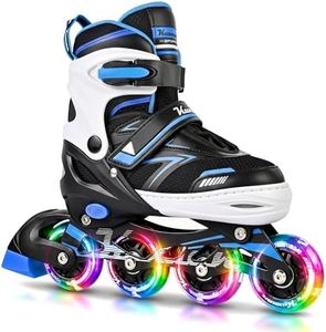 Kuxuan Adjustable Illuminating Inline Skates for Kids Ages 5-8 8-12, Fun Beginner Roller Skates Blades with Full Light Up Wheels, Outdoor Skates for Boys Girls Youth Adult