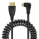 UCEC Left-Angled Micro HDMI to HDMI Male Cable Stretched Length for Cameras