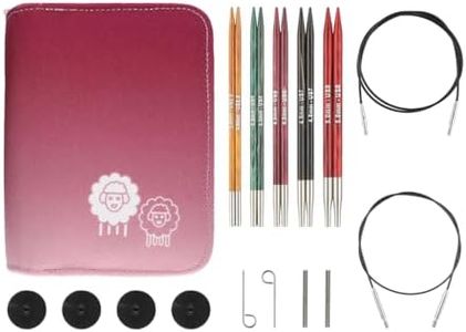 KnitPro Dreamz Interchangeable Needle Set – 5 x 13cm Circular Knitting Pin Pairs with Accessories Dreamz Starter Set, Colour Coded for Beginners, Professionals & Gift Set
