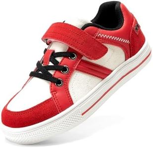 DREAM PAIRS Kid Sneakers Girls Boys School Loafers Shoes LilLegends TimberTot,Size 4 Big Kid,White/Red,151014-K