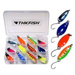 THKFISH Spoon Fishing Lures for Trout Spoons Hard Baits Single Hook Trout Lures Metal Fishing Lures for Char Perch 12Pcs