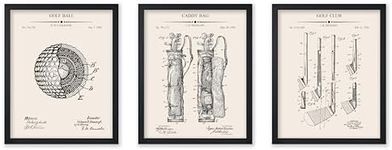 Poster Master 3-Piece Golf Blueprint Poster - Golf Ball Patent Print - Caddy Bag Art - Golf Club Art - Sports Art - Technical Drawing Art - Great Office or Gym Wall Decor - 11x14 UNFRAMED Wall Art