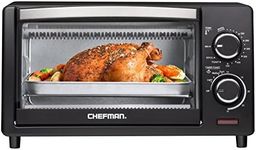 Chefman 4 Slice Countertop Toaster Oven w/ Variable Temperature Control and 30 Minute Timer; Cooking Functions to Bake, Broil, Toast and Keep Warm – Black