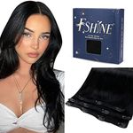 fshine Black Clip in Human Hair Extensions for Short Hair 12 Inch 50g Jet Black Real Hair Extensions Clip in Remy Hair Straight Human Hair Clip in Extensions for Women 3pcs