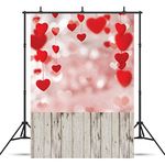 WOLADA 6x9ft Valentine's Day Photography Backdrop Love Heart Wood Floor Vinyl Background Photo Background Studio 10870