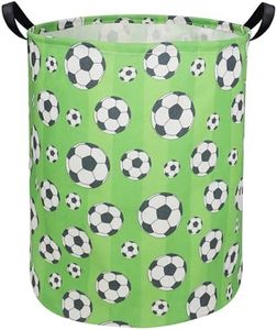 Essme Kids Laundry Basket,Soccer Laundry Hamper for Boys Room Decor,Boys hamper,Nursery Hamper,Home Organizer.(Green Soccer)