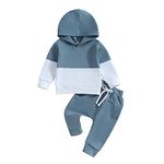 Geagodelia Toddler Baby Boy Clothes Outfits Long Sleeve Hooded Tracksuit Hoodies Sweatshirt Fall Winter Jumper Trouser Set (Blue, 2-3 Years)