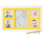 BABIES BLOOM Baby Clay Handprint Footprint Frame Baby Shower Frame Baby Keepsake Frame Newborn Baby Impression Kit Baby Shower Name Ceremony (Sunshine Yellow)