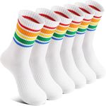 Welwoos Kids Girls Socks Athletic Sport Crew Cotton Breathable Soft Gift Socks 6 Pairs Stocking Stuffers(White,9-15 Years)