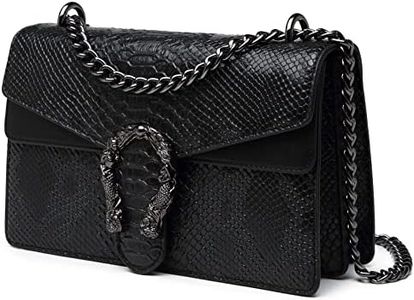 MYHOZEE Crossbody Bags for Women - Snake Printed Clutch Purses Leather Chain Shoulder Bags Evening Handbags, Snake Black, Large, Crossbody Bag
