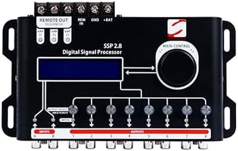 SSP 2.8 Digital Signal Processor & Equalizer – 15-Band Graphic EQ, 2 Input/8 Output, 12 Presets, Built-in Crossover for Car Audio Enhancement