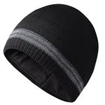 QXQIANXIYE Winter Fleece Hat Thicken Warm Knit Beanie Windproof Soft Skull Cap with Fleece Lined Perfect for Skiing Cycling &Daily for Men Black