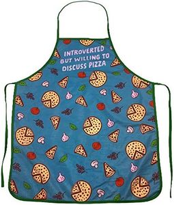 Crazy Dog T-Shirts Introverted But Willing to Discuss Pizza Funny Baking Cooking Graphic Kitchen Accessories (Apron)