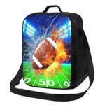 Gaakvrr Football Lunch Bag Insulated - American Football Lunch Box for Boys Girls Reusable Portable Waterproof Lunch Bags with Adjustable Shoulder Strap and Side Pocket