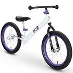 Bixe Aluminum Balance Bike for 5-9 Year Old Toddlers - 16 inch or 40.6 cm Wheels - No Pedal Kids' Training Bikes - Lightweight Bicycle for 5+ Boy or Girl - Purple