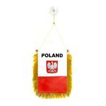 Poland with eagle mini Banner 6'' x 4'' - Polish coat of arms PENNANT 15 x 10 cm - mini Banners 4x6 inch suction cup hanger - AZ FLAG