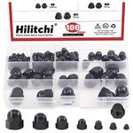 Hilitchi 7Sizes 100Pcs Black Nylon Acorn Nut Metric Inner Threaded Cap Nuts Assortment Kit M3 4 5 6 8 10 12 Dome Nuts