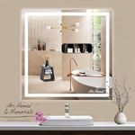 ARC homes Modern Rectangular Wall Led Mirror with Touch Sensor | Bathroom Mirror with Led Lights | Long Mirror for Bedroom Living Room Washbasin Lighting Mirror for Wall (Triple Light, 24 x 24 Inch)