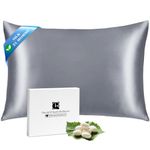 Silk Pillowcase for Hair and Skin with Hidden Zipper, Ravmix Both Side Mulberry Silk Cooling Pillow Case Standard 50×75 cm for Women Men, 1PCS, Lilac Grey