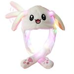 IronBuddy LED Glowing Plush Moving Rabbit Hat Funny Glowing and Ear Moving Bunny Hat Cap for Women Girls, Cosplay Christmas Party Holiday Hat,