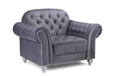 Elegance Chesterfield Sofa - Graphite Grey Velvet Upholstery - 3 Seater, 2 Seater, 1 Seater (Chair)