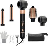 Air Styler Hair Dryer Brush - 110,000 RPM Flexible Hair Styler for Fast Drying/Rotating Curling/Volumizing/Straightening, Auto Wrap Curlers, High-Speed Oval Blow Brush Hair Dryer (Black-Golden)