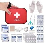 HONYAO® Mini First Aid Kit 90 Pcs, Small Travel First-Aid Bag, Compact Survival Kit for Outdoor Home Office Car Camping Hiking Children Motorbike Red