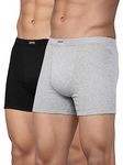 Levi's Men's Cotton Style #010 Comfort Regular Fit Solid Boxer (Pack of 2) (#010-BOXER Brief-LT GMEL/BLK-P2_Light Grey Melange, Black_XL)