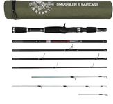 Rigged and Ready Smuggler 6 Baitcast Rod Travel Fishing Rod + Case. Rod Lengths 170cm 5’7”, 190cm 6’3”, 215cm 7’ with 3 Tips for Spin and Bait General Freshwater and Sea Fishing