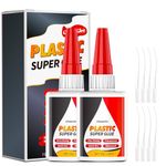 Plastic Glue 35g x 2, Super Glue for Plastic Repair, Heavy Duty Instant Adhesive - Waterproof, Heat-Resistant, Clear Adhesive for PLA, Toys, Car, ABS, PVC, DIY Kits, 3D Printing, and More