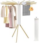 ASBEFORE Tripod Clothes Drying Rack - Laundry Racks for Drying Clothes Space Saving Portable Clothes Drying Rack Folding Octopus Drying Rack Clothing Collapsible Indoor Hanging Compact (Wood Color)