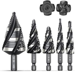 THINKWORK Four Spiral Flute Step Drill Bit Set (Metric), 5 Pcs HSS Step Drill Bits (4mm-35mm) Unibit Step Drill Bit, 6mm and 10mm Shank Step Bits for Aluminum, Wood, Plastic, Metal