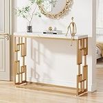 Tribesigns Gold Console Table, Modern 108cm Sofa Tables Entryway Hallway Foyer Table, White Faux Marble Tabletop Sofa Table Behind Couch with Gold Metal Legs for Living Room, Easy Assembly