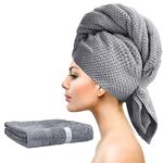 YRVCT Large Hair Turban Towel Wrap for Women, Quick Dry Super Absorbent Hair Drying Towel,Girls Anti Frizz Hair Drying Towel with Elastic Strap for Wet Hair(40 * 24inch)