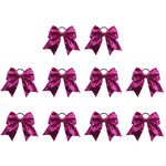 10 Pcs 8 Inch Glitter Cheer Bows for Girls Toddlers Teens Seniors Colleges, Cheerleader Hair Bows with Elastic Ponytail Holders, Cheerleading Hair Tie Band Women Outfit Uniform