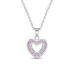 925 Sterling Silver Pink Cubic Zirconia Small Open Heart Pendant Necklace for Girls - Lovely CZ Heart Chain Necklaces for Children & Preteen - Elegant & Cute Jewelry for Little Girl's Daily Accessory