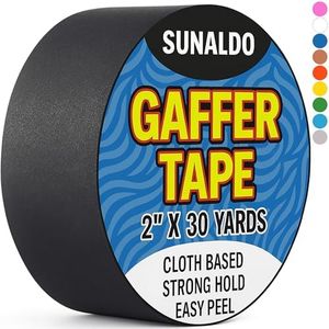 SUNALDO Gaffers Tape (2" x 30 Yards) Strong Hold, Easy to Rip, Residue-Free Professional Grade Floor Tape for Electrical Cords, Matte Finish Non Reflective, Weather Resistant (1 Pack, Black)